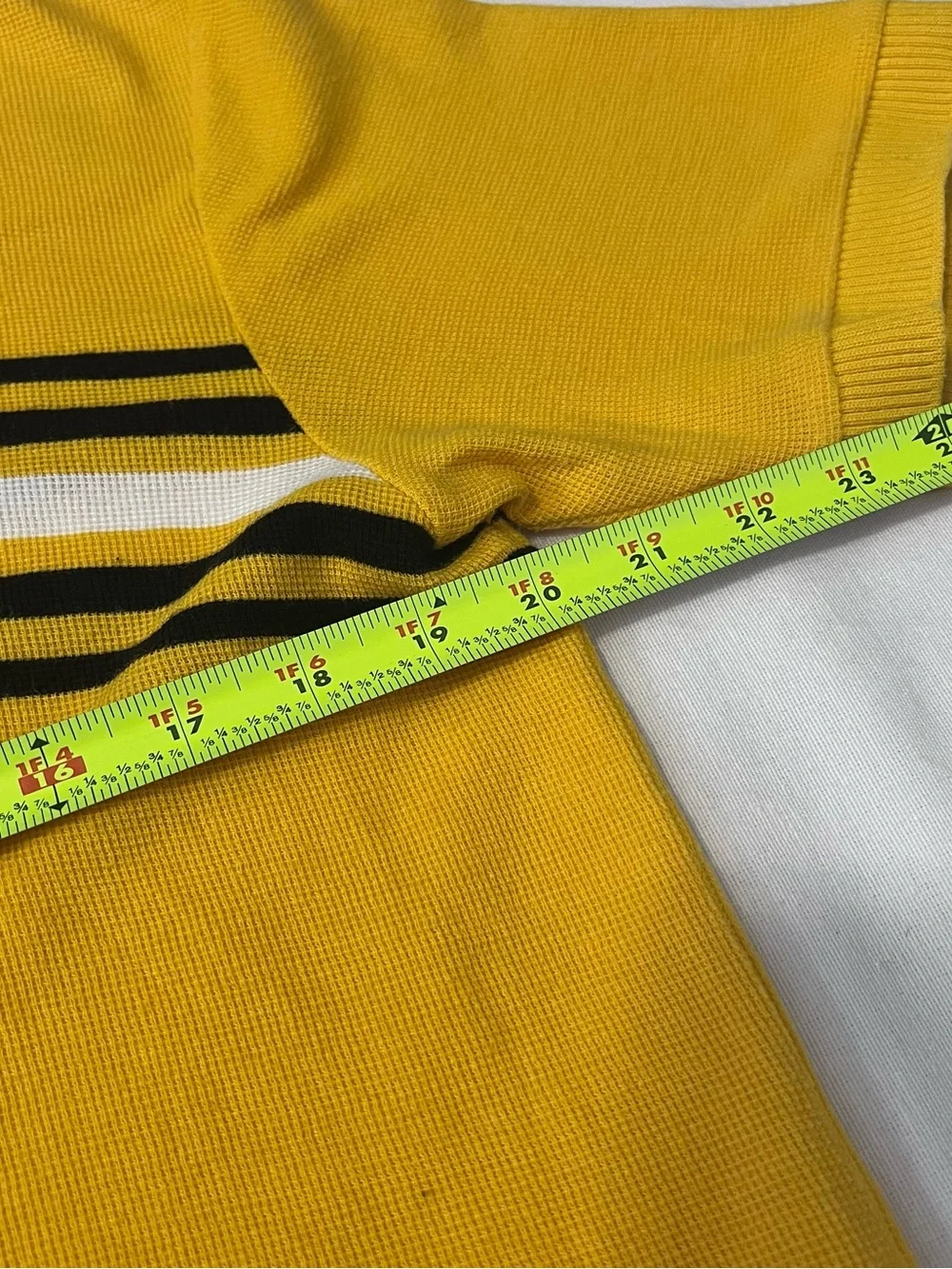 Vintage Polo Sport Ralph Lauren Yellow Stripe Waffle Knit Polo L Preppy Y2K